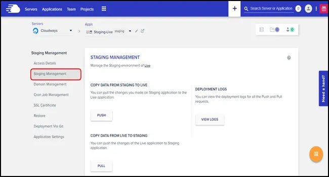 Cloudways Staging Environments